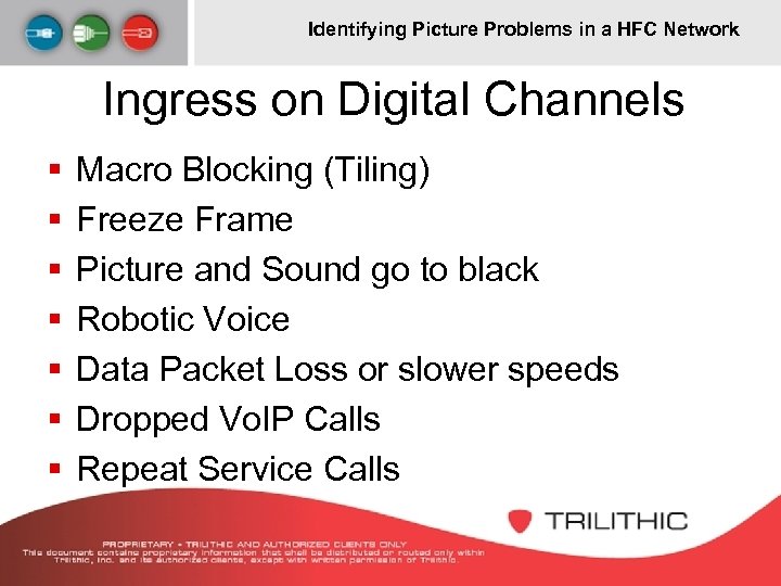 Identifying Picture Problems in a HFC Network Ingress on Digital Channels § § §
