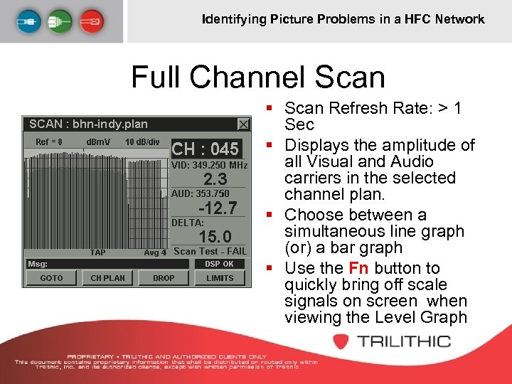 Identifying Picture Problems in a HFC Network Full Channel Scan § Scan Refresh Rate: