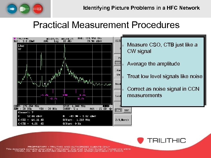 Identifying Picture Problems in a HFC Network Practical Measurement Procedures l Measure CSO, CTB