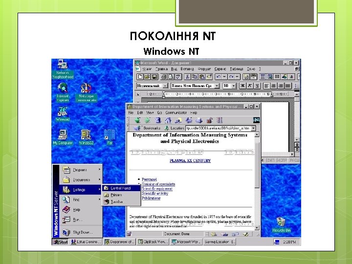 ПОКОЛІННЯ NT Windows NT 