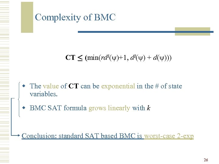 Complexity of BMC CT · (min(rd. I( )+1, d. I( ) + d( )))