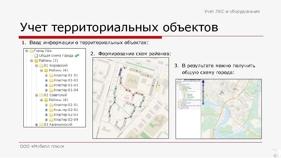Учет ЛКС и оборудования Учет территориальных объектов 1. Ввод информации о территориальных объектах: 2.