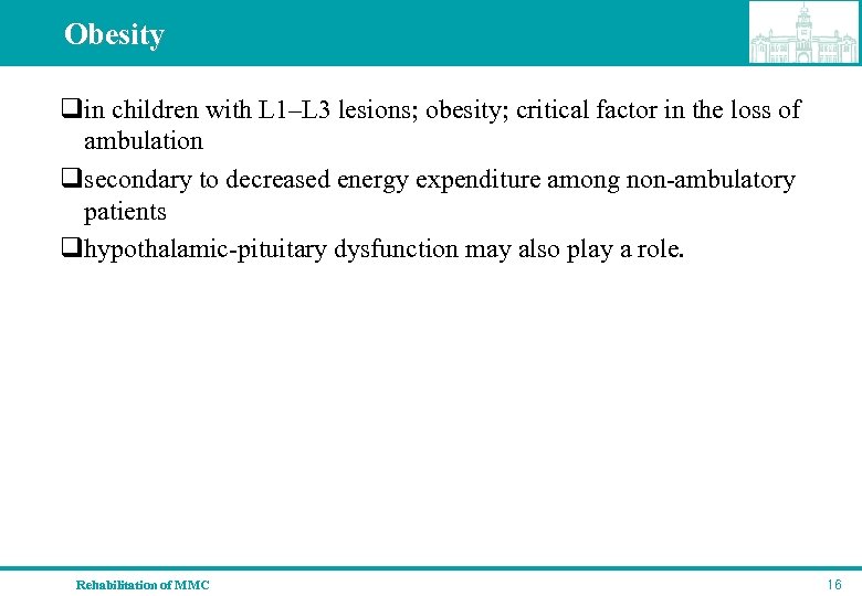 Obesity qin children with L 1–L 3 lesions; obesity; critical factor in the loss