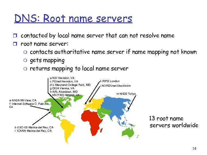 DNS: Root name servers r contacted by local name server that can not resolve