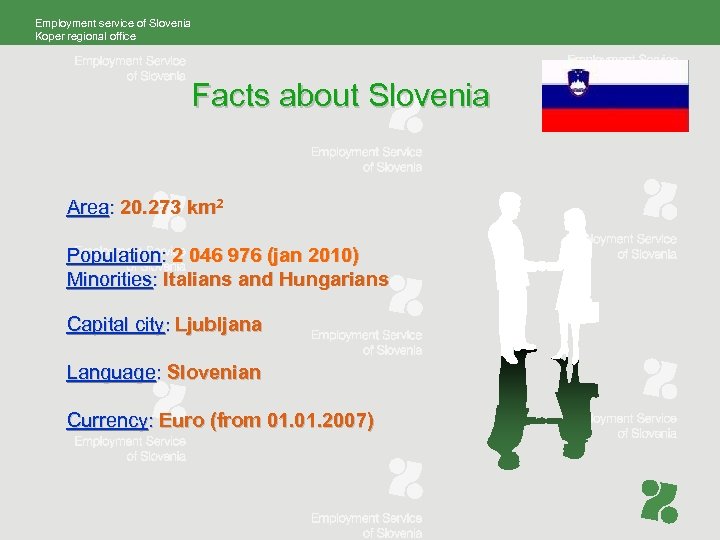 Employment service of Slovenia Koper regional office Facts about Slovenia Area: 20. 273 km