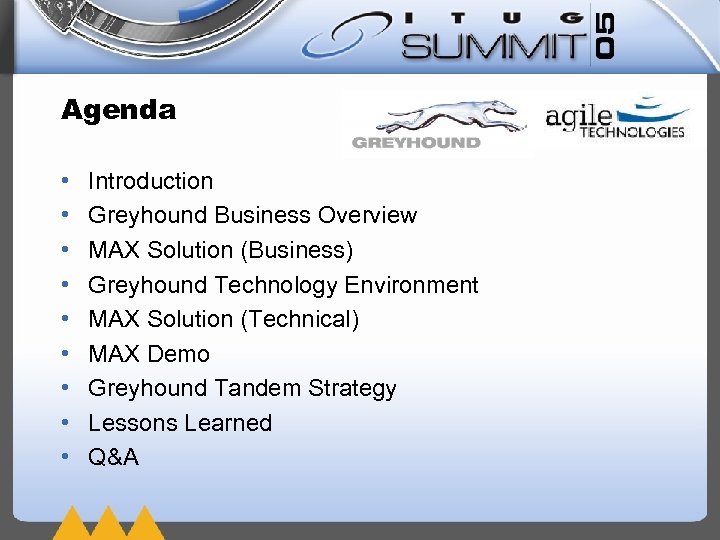 Agenda • • • Introduction Greyhound Business Overview MAX Solution (Business) Greyhound Technology Environment