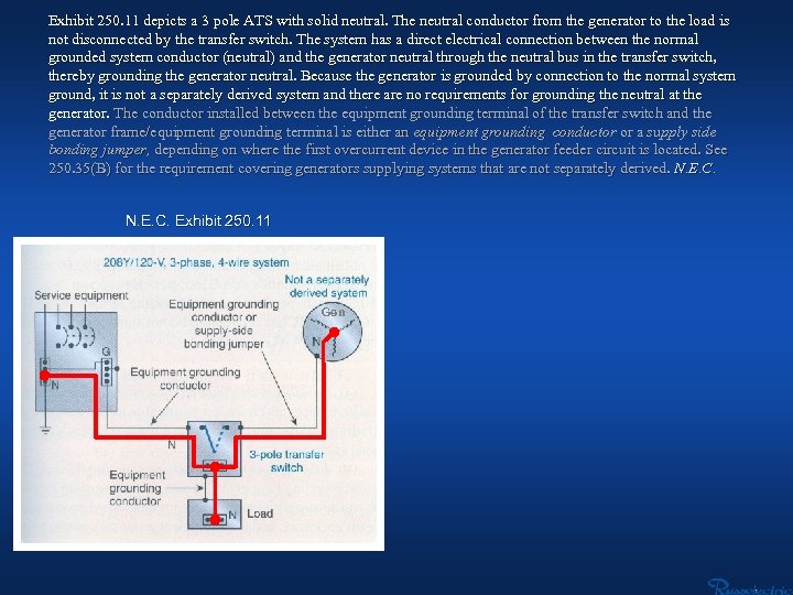 Exhibit 250. 11 depicts a 3 pole ATS with solid neutral. The neutral conductor