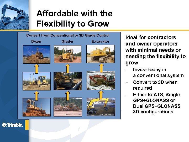 Affordable with the Flexibility to Grow Convert from Conventional to 3 D Grade Control