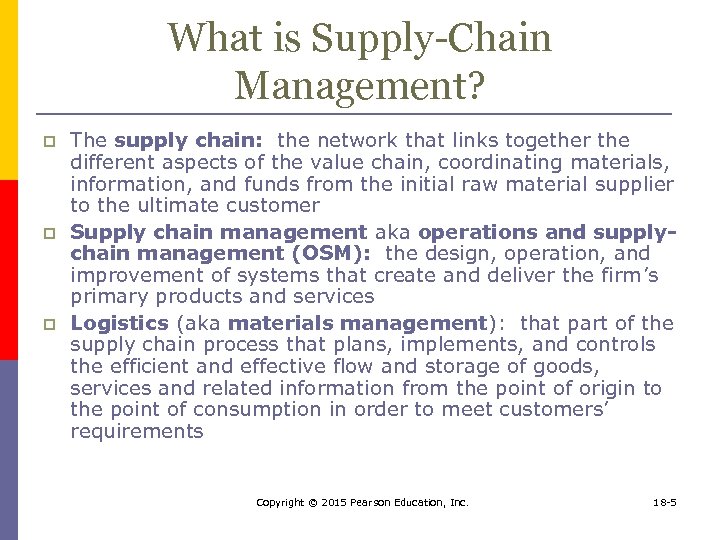 What is Supply-Chain Management? p p p The supply chain: the network that links