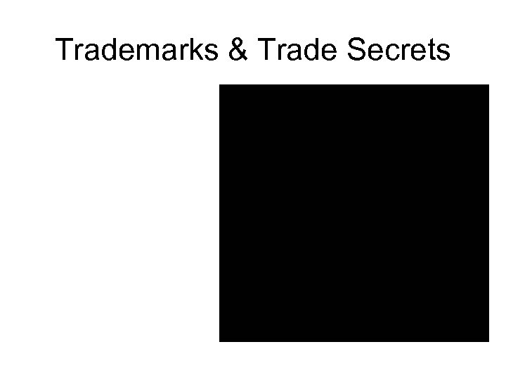 Trademarks & Trade Secrets 