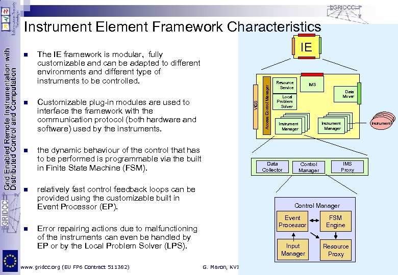 Instrument Element Framework Characteristics n n n Customizable plug-in modules are used to interface