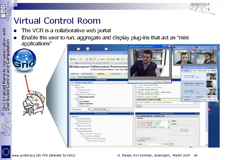 Virtual Control Room n n The VCR is a collaborative web portal Enable the