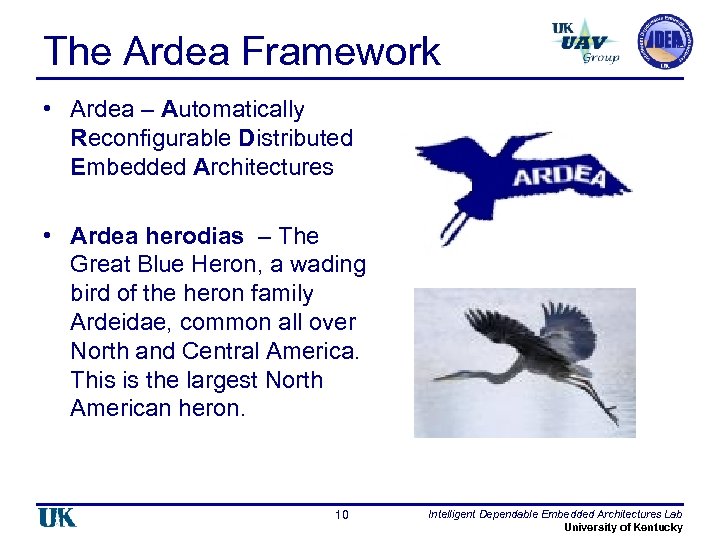 The Ardea Framework • Ardea – Automatically Reconfigurable Distributed Embedded Architectures • Ardea herodias