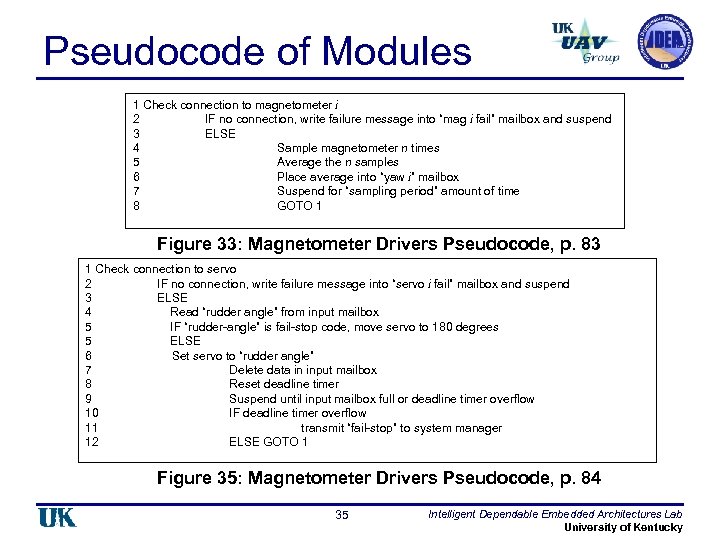 Pseudocode of Modules 1 Check connection to magnetometer i 2 IF no connection, write