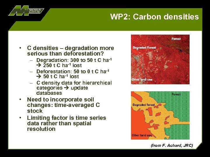 WP 2: Carbon densities • C densities – degradation more serious than deforestation? –
