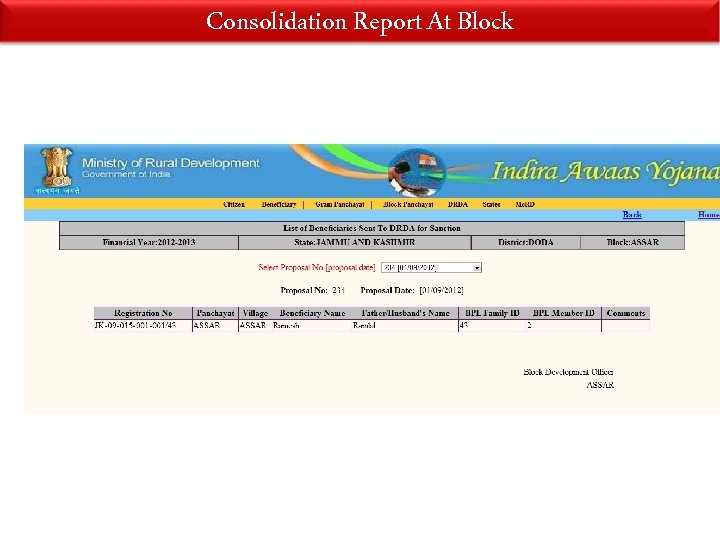 Consolidation Report At Block 