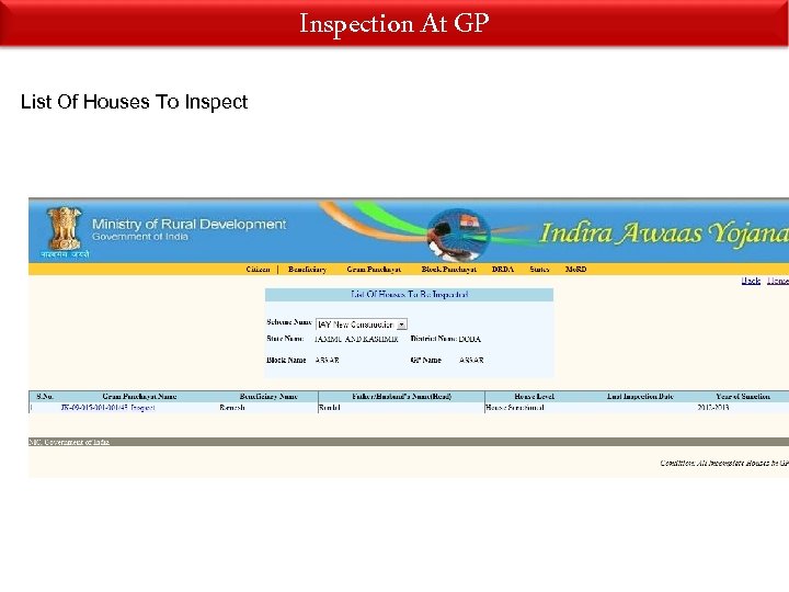 Inspection At GP List Of Houses To Inspect 