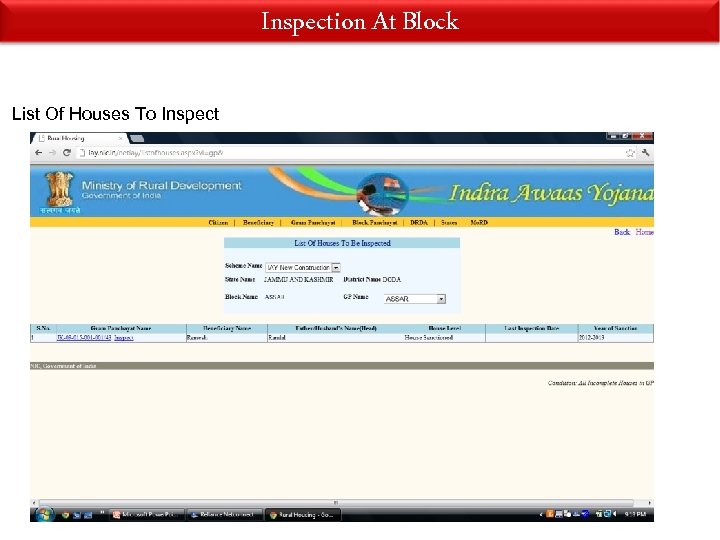 Inspection At Block List Of Houses To Inspect 