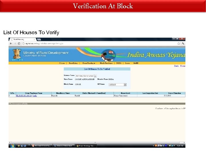 Verification At Block List Of Houses To Verify 