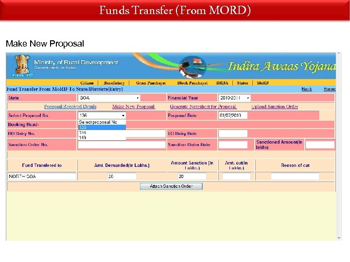 Funds Transfer (From MORD) Make New Proposal 