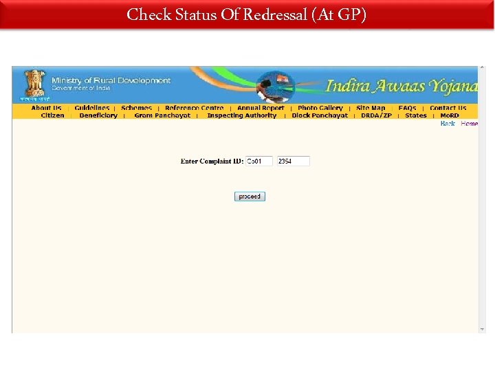 Check Status Of Redressal (At GP) 