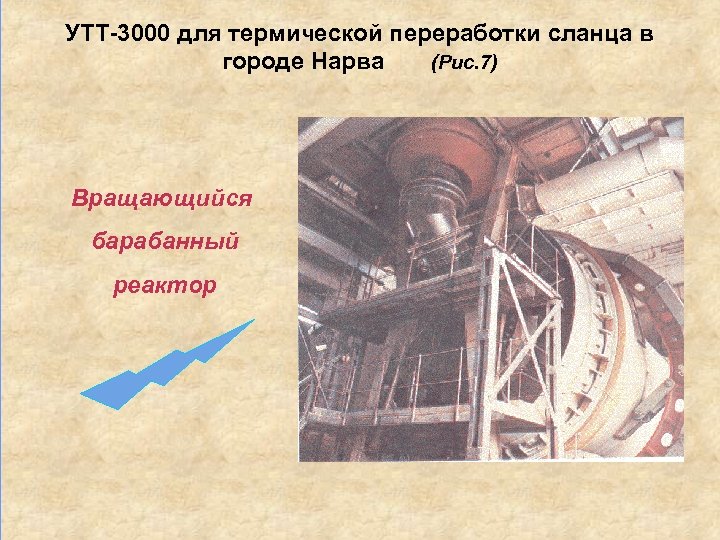 УТТ-3000 для термической переработки сланца в городе Нарва (Рис. 7) Вращающийся барабанный реактор 