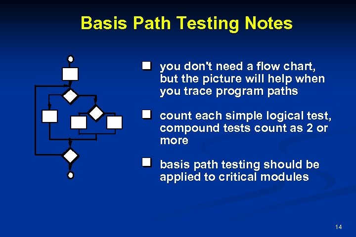 Basis Path Testing Notes you don't need a flow chart, but the picture will