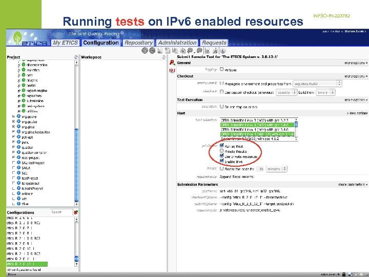 Running tests on IPv 6 enabled resources INFSO-RI-223782 