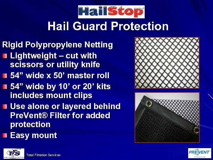 Hail Guard Protection Rigid Polypropylene Netting Lightweight – cut with scissors or utility knife