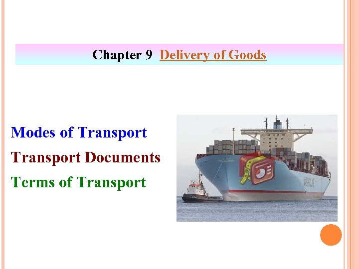Chapter 9 Delivery of Goods Modes of Transport Documents Terms of Transport 