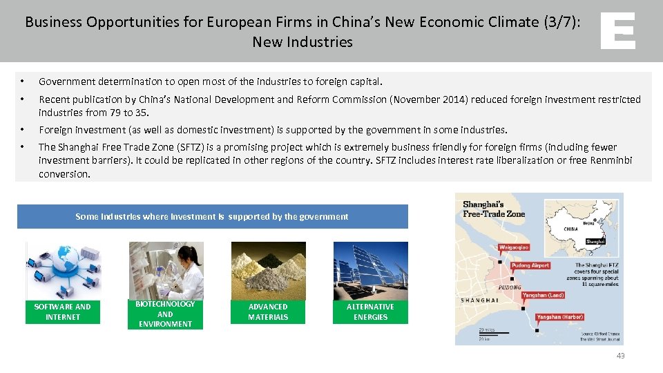 Business Opportunities for European Firms in China’s New Economic Climate (3/7): New Industries •