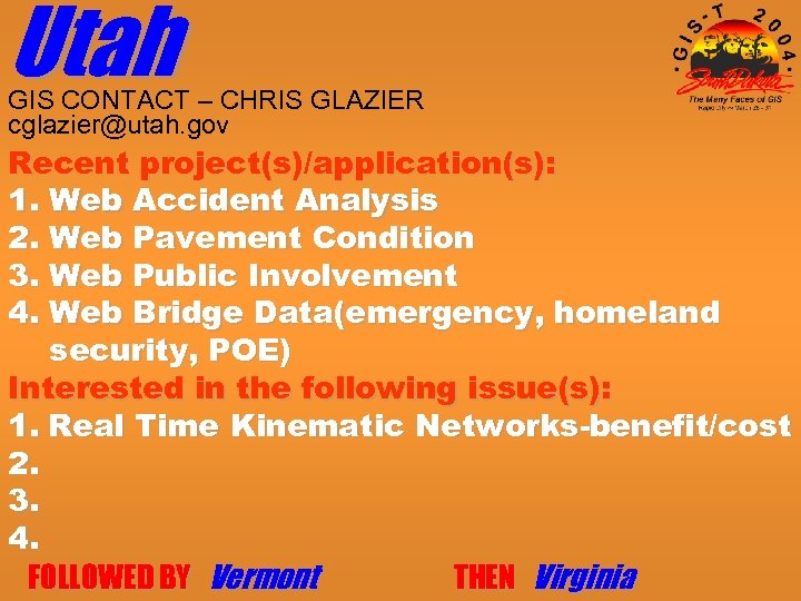 Utah GIS CONTACT – CHRIS GLAZIER cglazier@utah. gov Recent project(s)/application(s): 1. Web Accident Analysis