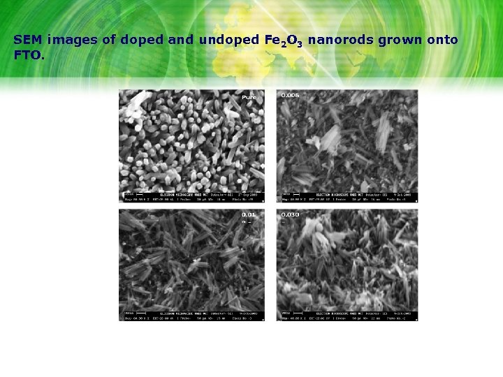 SEM images of doped and undoped Fe 2 O 3 nanorods grown onto FTO.