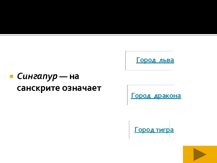 Город льва Сингапур — на санскрите означает Город дракона Город тигра 