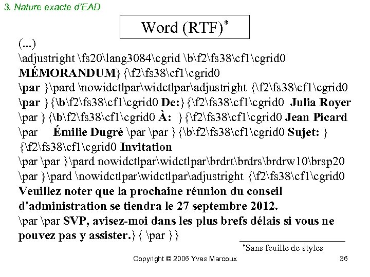 3. Nature exacte d’EAD Word (RTF)* (. . . ) adjustright fs 20lang 3084cgrid