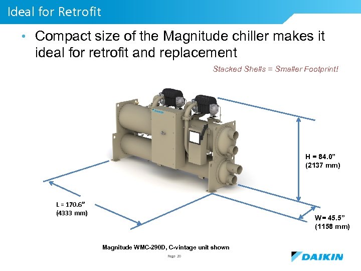 Ideal for Retrofit • Compact size of the Magnitude chiller makes it ideal for