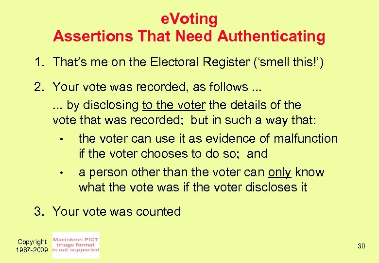 e. Voting Assertions That Need Authenticating 1. That’s me on the Electoral Register (‘smell