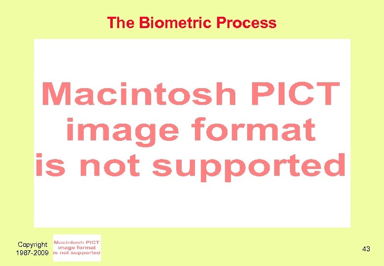 The Biometric Process Copyright 1987 -2009 43 