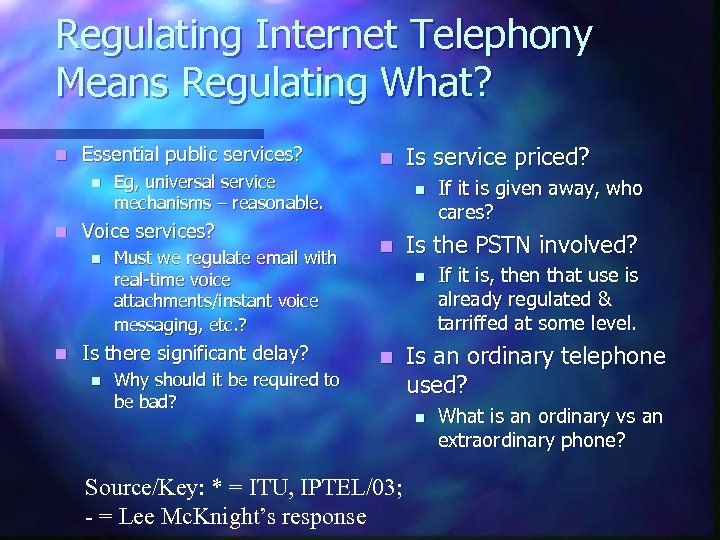 Regulating Internet Telephony Means Regulating What? n Essential public services? n n Voice services?