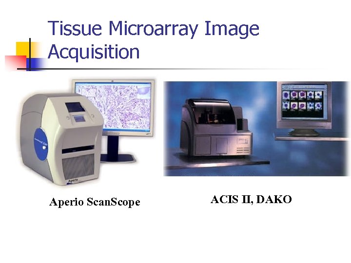 Tissue Microarray Image Acquisition Aperio Scan. Scope ACIS II, DAKO 