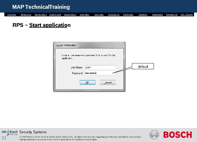 MAP Technical. Training Overview Bring. i. Serv. Hardw. Man. 1 Control Cent. Hardw. Man.
