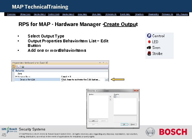 MAP Technical. Training Overview Bring. i. Serv. Hardw. Man. 1 Control Cent. Hardw. Man.