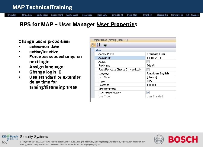 MAP Technical. Training Overview Bring. i. Serv. Hardw. Man. 1 Control Cent. Hardw. Man.