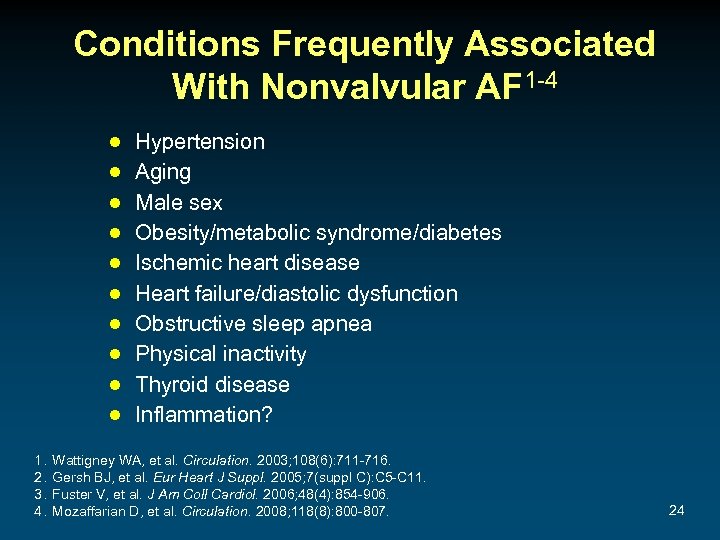 Conditions Frequently Associated With Nonvalvular AF 1 -4 ● ● ● ● ● 1.