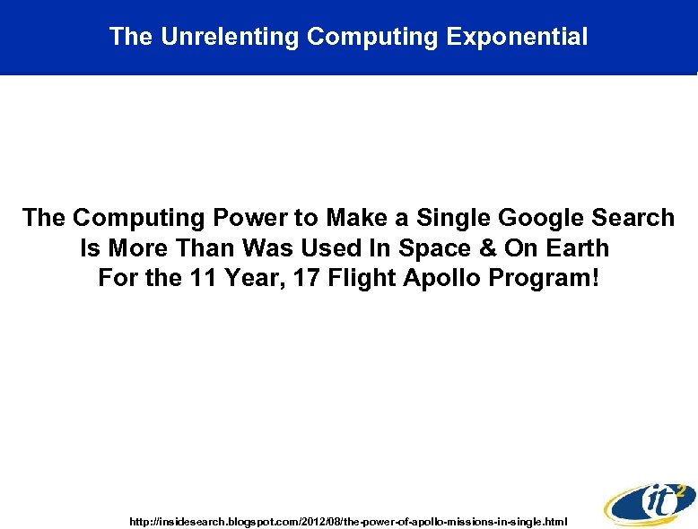 The Unrelenting Computing Exponential The Computing Power to Make a Single Google Search Is