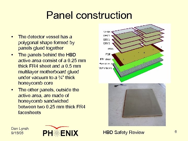 Panel construction • • • The detector vessel has a polygonal shape formed by