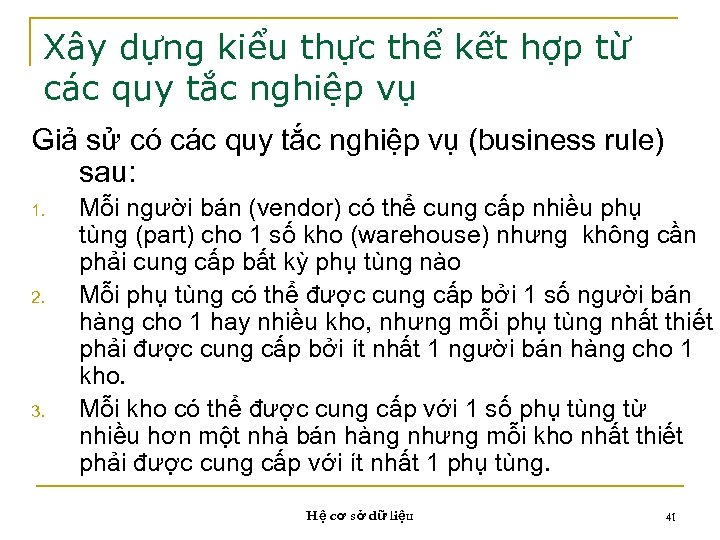 Xây dựng kiểu thực thể kết hợp từ các quy tắc nghiệp vụ Giả