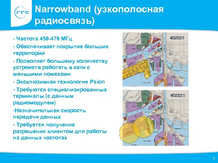 Narrowband (узкополосная радиосвязь) - Частота 450 -470 МГц - Обеспечивает покрытие больших территорий -