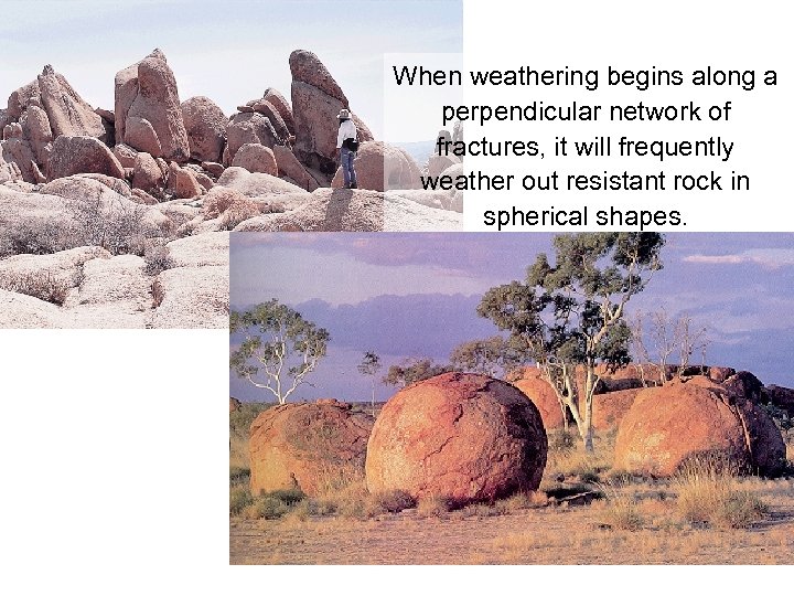 When weathering begins along a perpendicular network of fractures, it will frequently weather out