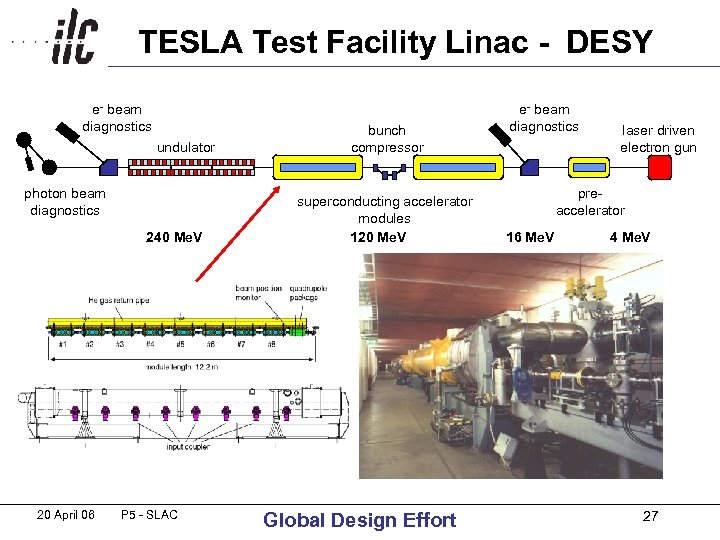 TESLA Test Facility Linac - DESY e- beam diagnostics undulator photon beam diagnostics 240
